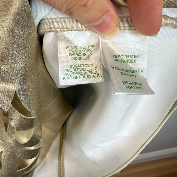 NWT Lilly Pulitzer Mango Laser Cut Shift Dress, Size L in Gold - Picture 9 of 10